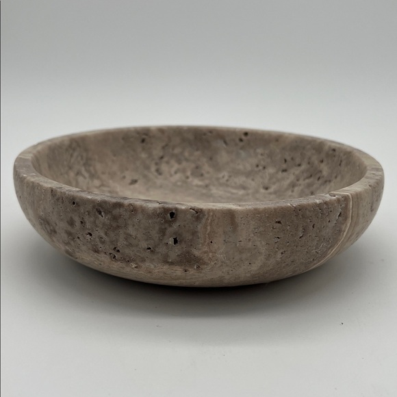 Shelf & Nook Natural Silver-Gray Travertine Decorative Marble Bowl - Picture 5 of 9